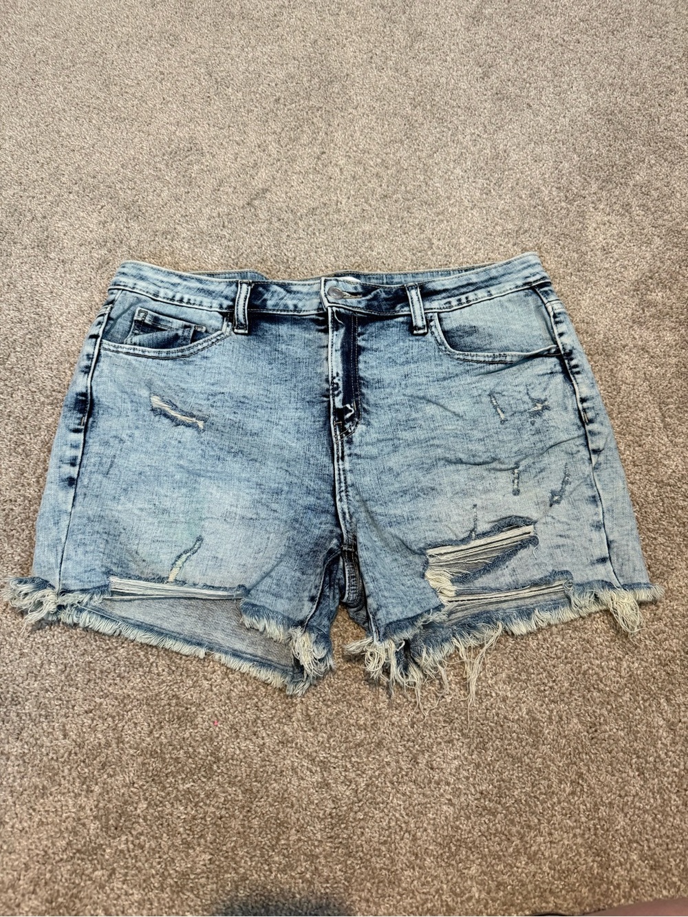 Zenana Light Blue Distressed Denim Women's Shorts
